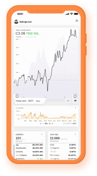 Handheld crypto portfolio app displaying live digital asset data